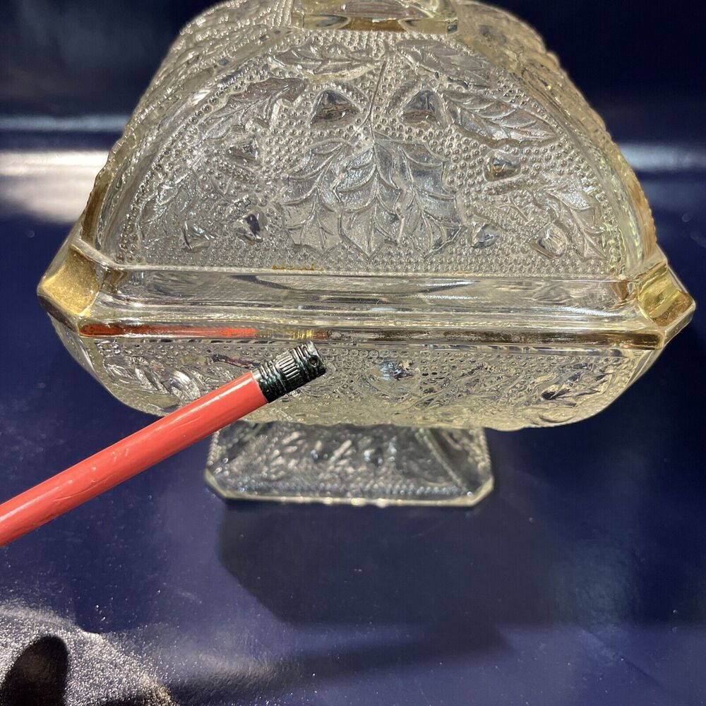 Vintage Jeanette Depression Glass Candy Dish w/Lid Square Acorn‎ &Leaves Design - Picture 13 of 13